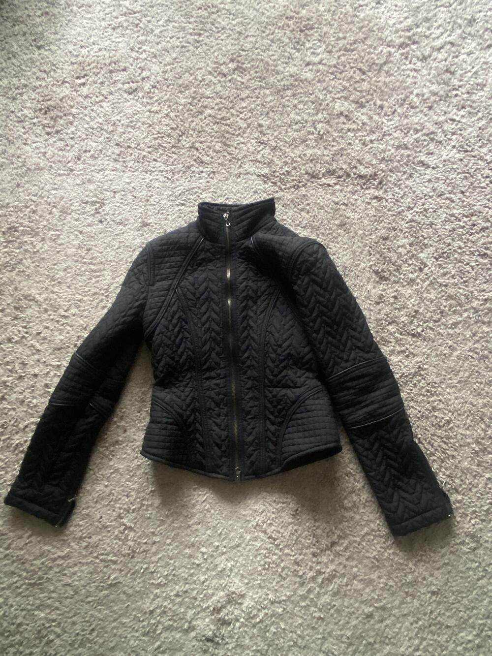 Kenneth Cole Reaction Jacket Womens XS Black Quilted Short Zip Padded Slim
